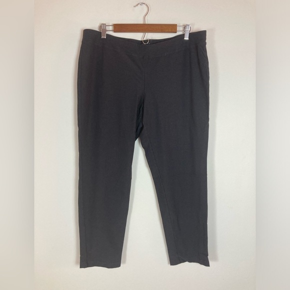 Eileen Fisher Pants XL Gray/Black Straight Leg Ponte Knit Pull On Crop - Picture 1 of 6